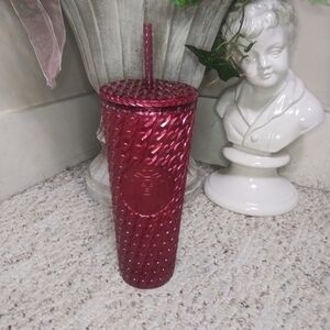 Starbucks 2024 Rasberry Chain Link Patterned Cold Tumbler